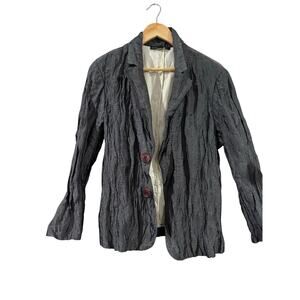 Lafayette 148 Gunmetal Silk Blend Open Front Blazer Small?
